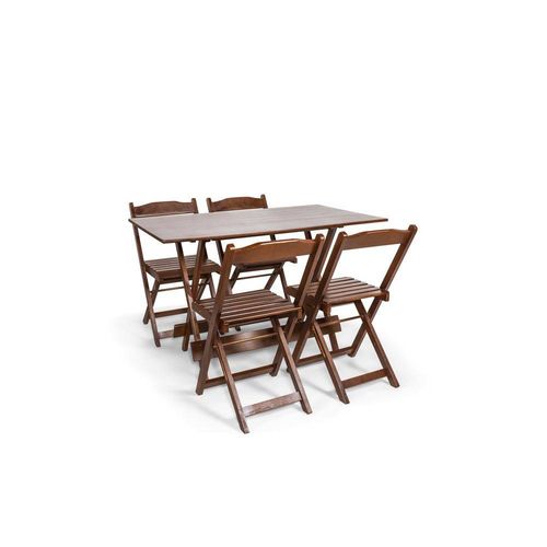 Conjunto Dobrável 120x70 com 4 Cadeiras - Imbuia - Btb Móveis
