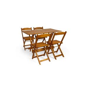 Conjunto Dobrável 120x70 com 4 Cadeiras - Marrom Cacau