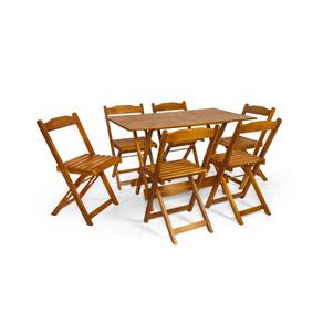 Conjunto Dobrável 120x70 com 6 Cadeiras - Marrom Cacau