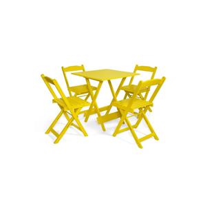 Conjunto Dobrável 70x70 com 4 Cadeiras - Amarelo