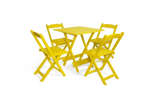 Conjunto Dobrável 70X70 com 4 Cadeiras - Amarelo