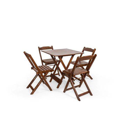 Conjunto Dobrável 70x70 com 4 Cadeiras - Imbuia - Btb Móveis