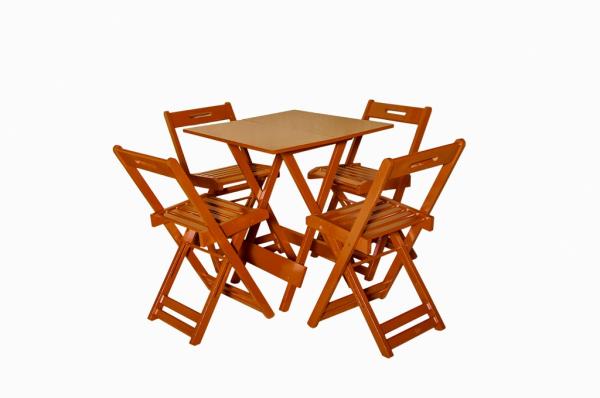 Conjunto Dobrável 70x70 com 4 Cadeiras - Mel - BTB Móveis