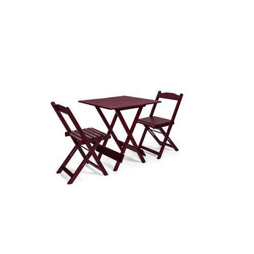 Conjunto Dobrável 70x70 com 2 Cadeiras - Mogno - Btb Móveis