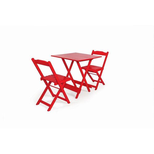 Conjunto Dobrável 70x70 com 2 Cadeiras - Vermelho - Btb Móveis
