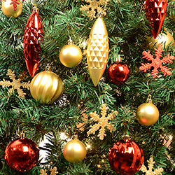 Conjunto Enfeite de Árvore Vermelho e Dourado 76 Peças - Orb Christmas