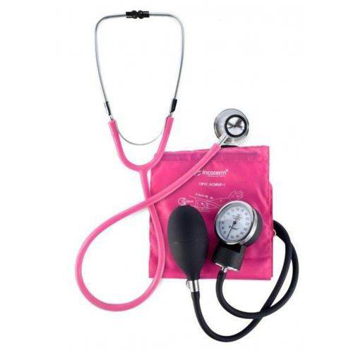 Conjunto Esfigmomanômetro e Estetoscópio Duplo C100 Pink Incoterm