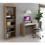 Conjunto Home Office com Escrivaninha e Estante para Livros Móveis Avelã TX/Branco TX