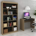 Conjunto Home Office com Escrivaninha e Estante para Livros Móveis Avelã TX/Ônix TX