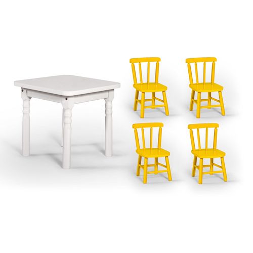 Conjunto Infantil 60x60 com 4 Cadeiras - Amarela - Btb Móveis