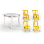 Conjunto Infantil 60x60 com 4 Cadeiras - Amarela - Btb Móveis