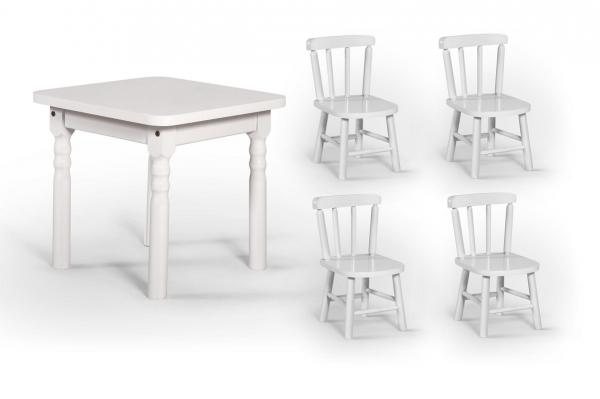 Conjunto Infantil 60x60 com 4 Cadeiras - Branca - BTB Móveis