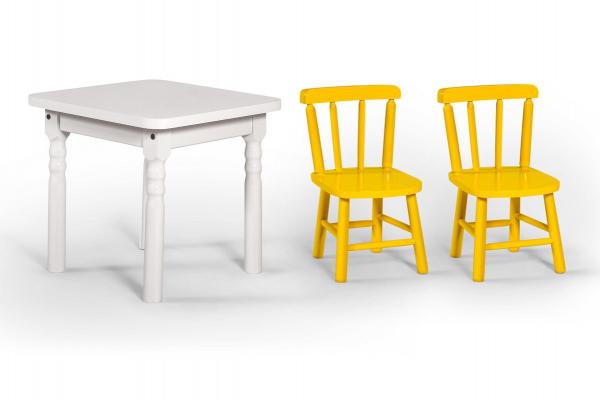 Conjunto Infantil 60x60 com 2 Cadeiras - Amarela - BTB Móveis