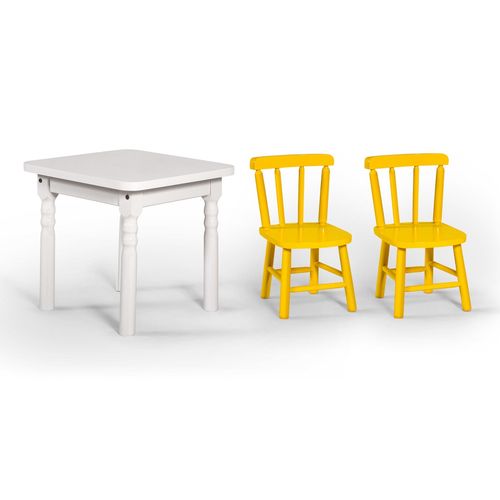 Conjunto Infantil 60x60 com 2 Cadeiras - Amarela - Btb Móveis