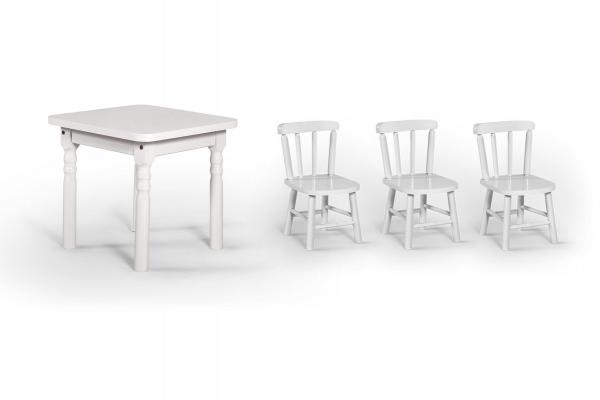 Conjunto Infantil 60x60 com 3 Cadeiras - Branca - BTB Móveis