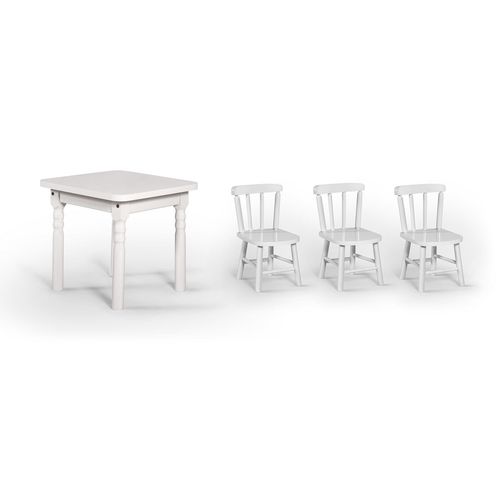 Conjunto Infantil 60x60 com 3 Cadeiras - Branca - Btb Móveis