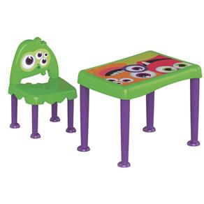 Conjunto Infantil de Mesa e Cadeira Tramontina Monster Kids - Verde/Lilás