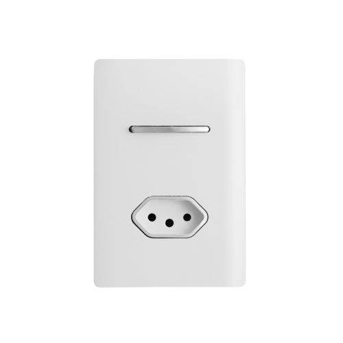 Conjunto Interruptor Simples com Tomada 10A - Novara Branco Dicompel