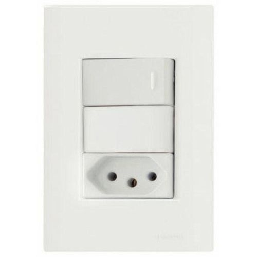 Conjunto Interruptor Simples e Tomada 20A Tramontina Giz, 4x2, Branco