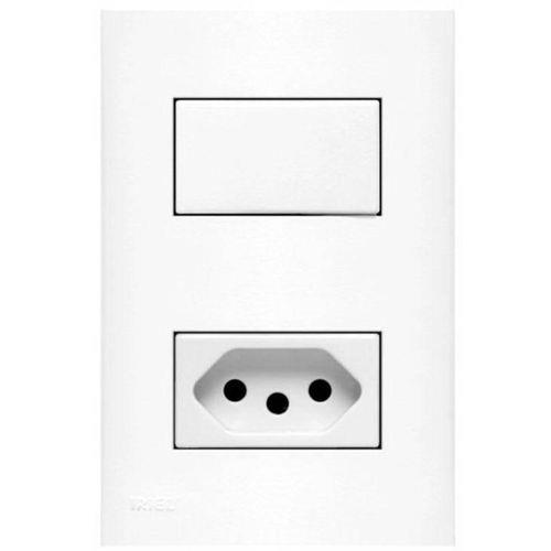 Conjunto Interruptor Simples e Tomada 10A Iriel Imperia, 4x2, Branco