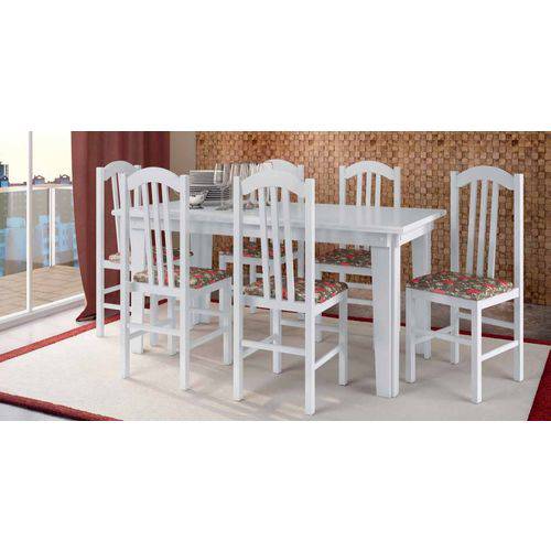Conjunto Lisboa Branco com 6 Cadeiras Moveis Canção