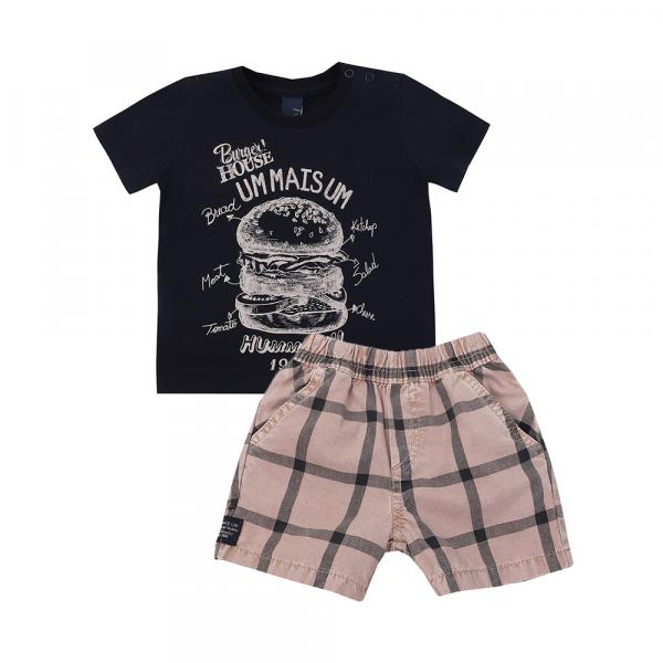 Conjunto Masculino Bebê Camiseta e Bermuda Sarja - 1+1