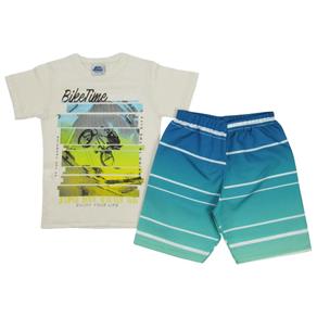 Conjunto Masculino Infantil Camiseta Bermuda - BEGE