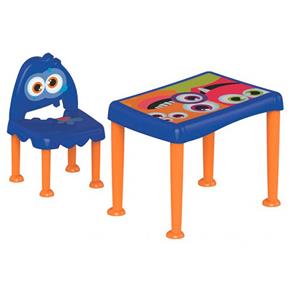 Conjunto Mesa Cadeira Monster Tramontina Azul e Laranja