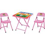 Conjunto Mesa + 2 Cadeiras Infantis Sapeca Escola Aço Rosa - Metalmix