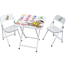 Conjunto Mesa + 2 Cadeiras Infantis Sapeca Magali Aço Branco - Metalmix