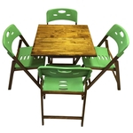 Conjunto Mesa Com 4 Cadeiras Dobráveis Bella Verde