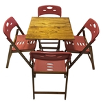 Conjunto Mesa Com 4 Cadeiras Dobráveis Bella Vermelho