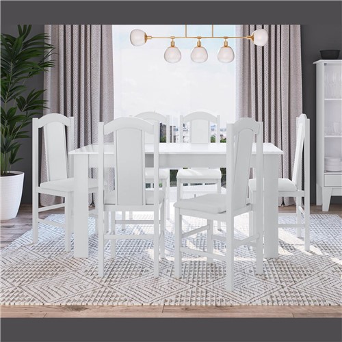 Conjunto Mesa com 6 Cadeiras Brancas Lilies MÃ³veis - Multicolorido - Dafiti