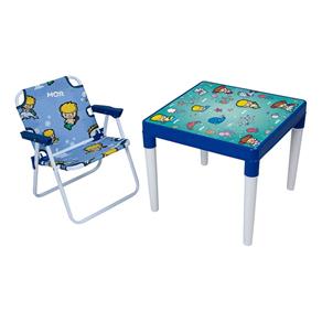 Conjunto Mesa com Cadeira Infantil Atlantis Maremoto Mor - Azul Marinho