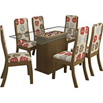 Conjunto Mesa de Jantar Adradecor + 6 Cadeiras Click Flroal Imbuia/Floral Harmonia - Classic Home