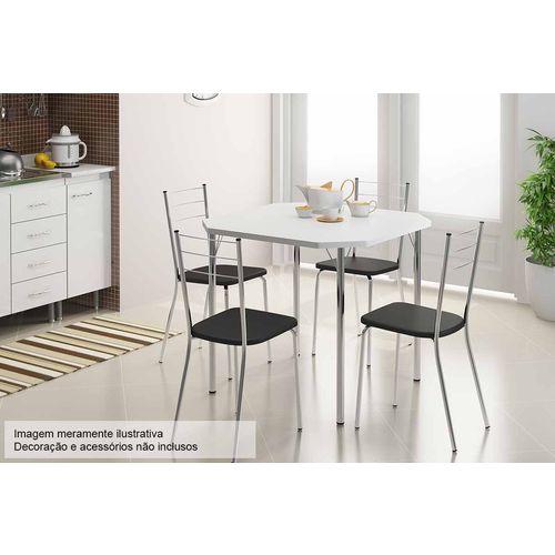 Tudo sobre 'Conjunto Mesa de Jantar Carraro - Base Cromada 1510 C/ Tampo Madeirado Branco 77cm + 4 Cadeiras 1703 Cromada/Preto - Cor Cromada - Assento Preto'