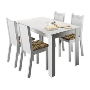 Conjunto Mesa de Jantar com 4 Cadeira - Branco