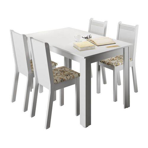 Conjunto Mesa de Jantar com 4 Cadeiras Branco-Lírio Rosie Madesa