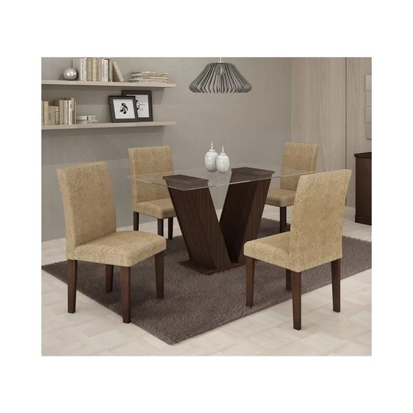Conjunto Mesa de Jantar com 4 Cadeiras Classic Cappuccino - Cel Móveis - Cel Moveis