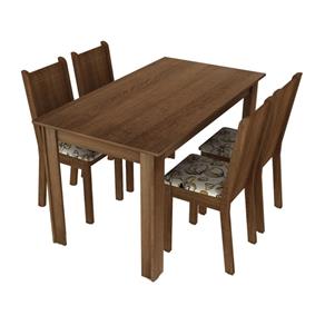 Conjunto Mesa de Jantar com 4 Cadeiras Rustic-Lírio Rosie Madesa - Marrom Cacau
