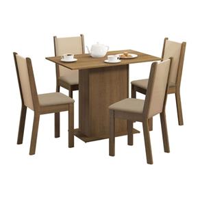 Conjunto Mesa de Jantar com 4 Cadeiras Rustic-Pérola Talita Madesa - Marrom Chocolate