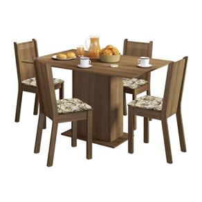 Conjunto Mesa de Jantar e 4 Cadeiras Rustic-Lírio Lexy Madesa - Marrom Cacau
