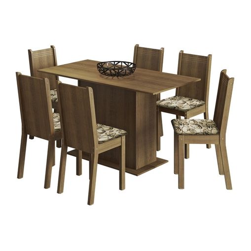 Conjunto Mesa de Jantar e 6 Cadeiras Rustic-Lírio Celeny Madesa