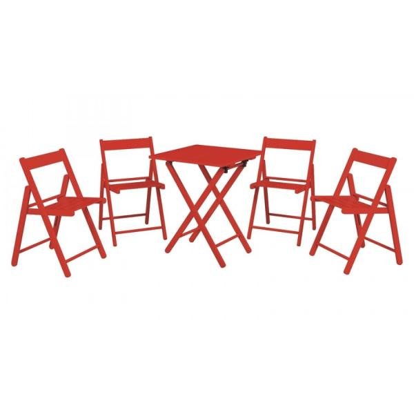 Tudo sobre 'Conjunto Mesa e 4 Cadeiras Dobráveis Aconchego Tramontina Vermelho'