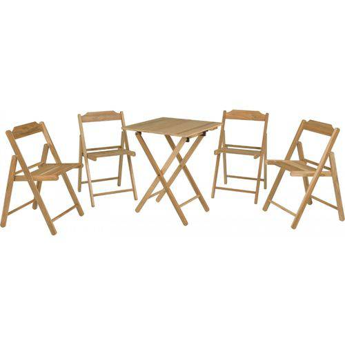 Conjunto Mesa e 4 Cadeiras Dobráveis Beer Teca Tramontina Natural