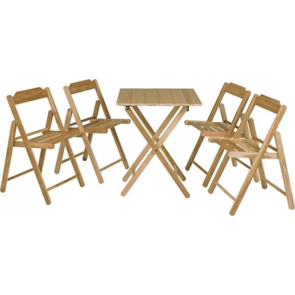 Conjunto Mesa e 4 Cadeiras Dobráveis Beer Teca Tramontina Natural