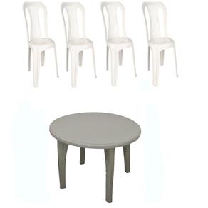 Conjunto Mesa e 4 Cadeiras Mariana Bistrô Branca Antares 10 Jogos - Branco