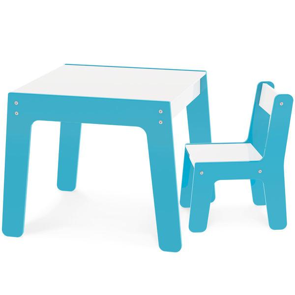Conjunto Mesa e Cadeira Infantil Madeira - Azul - Junges