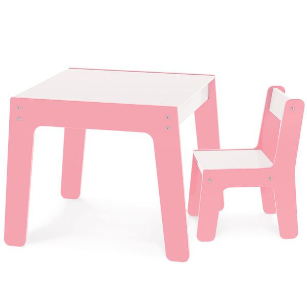 Conjunto Mesa e Cadeira Infantil Madeira - Rosa - Junges