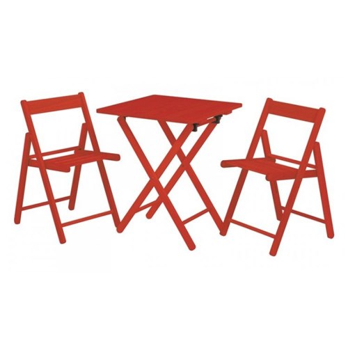 Conjunto Mesa e 2 Cadeiras Dobráveis Aconchego Tramontina Vermelho